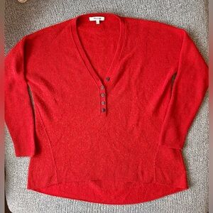 Women’s Madewell Asherton Waffle Henley Sweater, Poppy Red, size XS, EUC